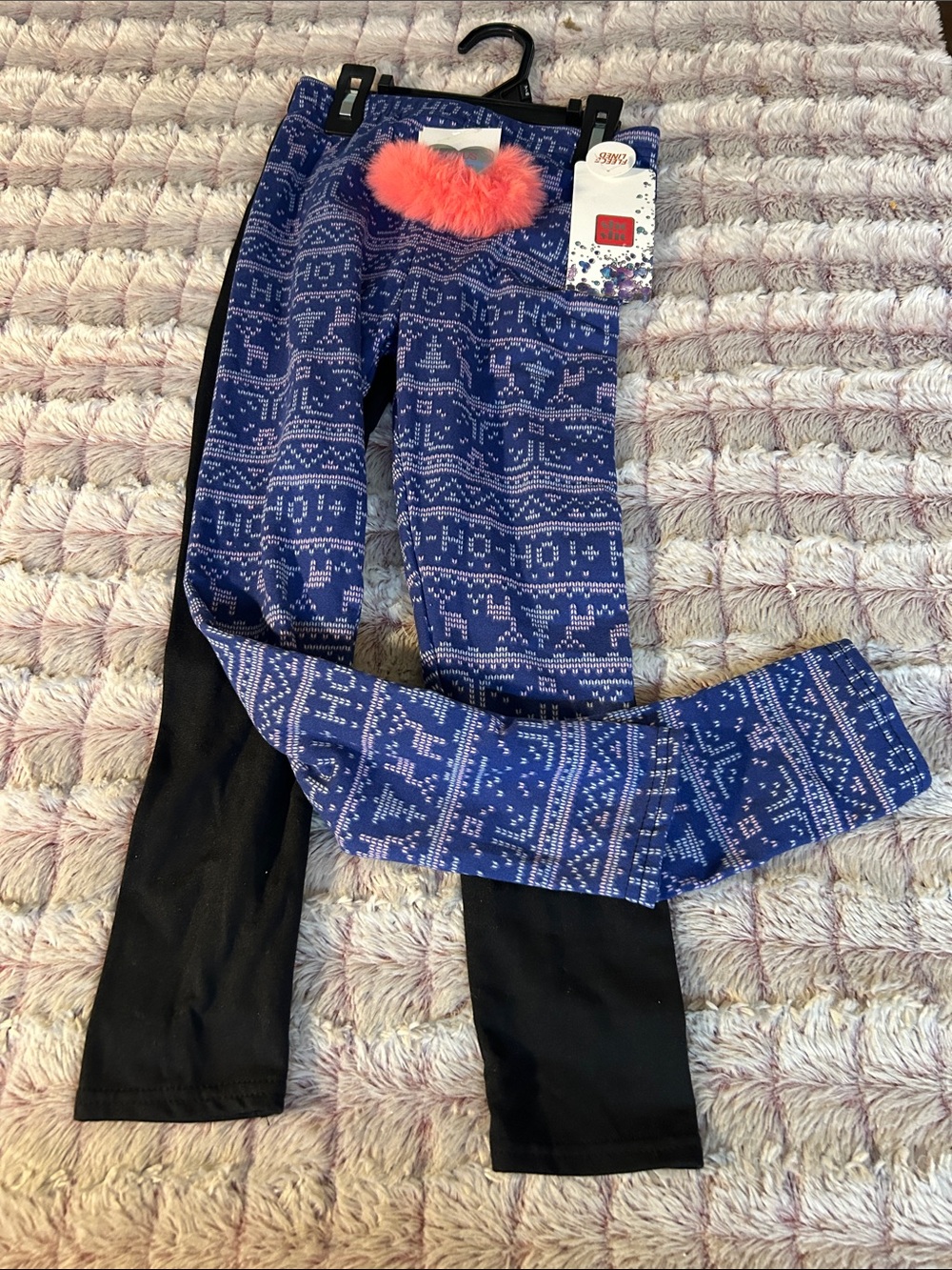Shosho 2 pairs of leggings fleece lined with bonus cute headband size 7/8